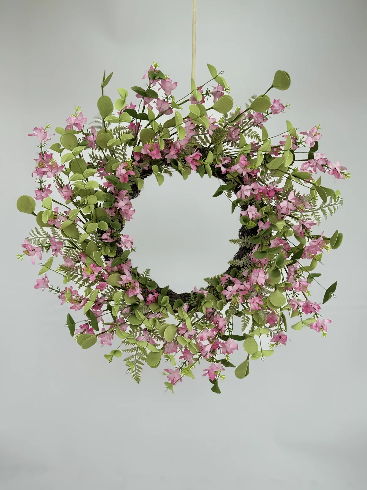 Pink botanical artificial wreath